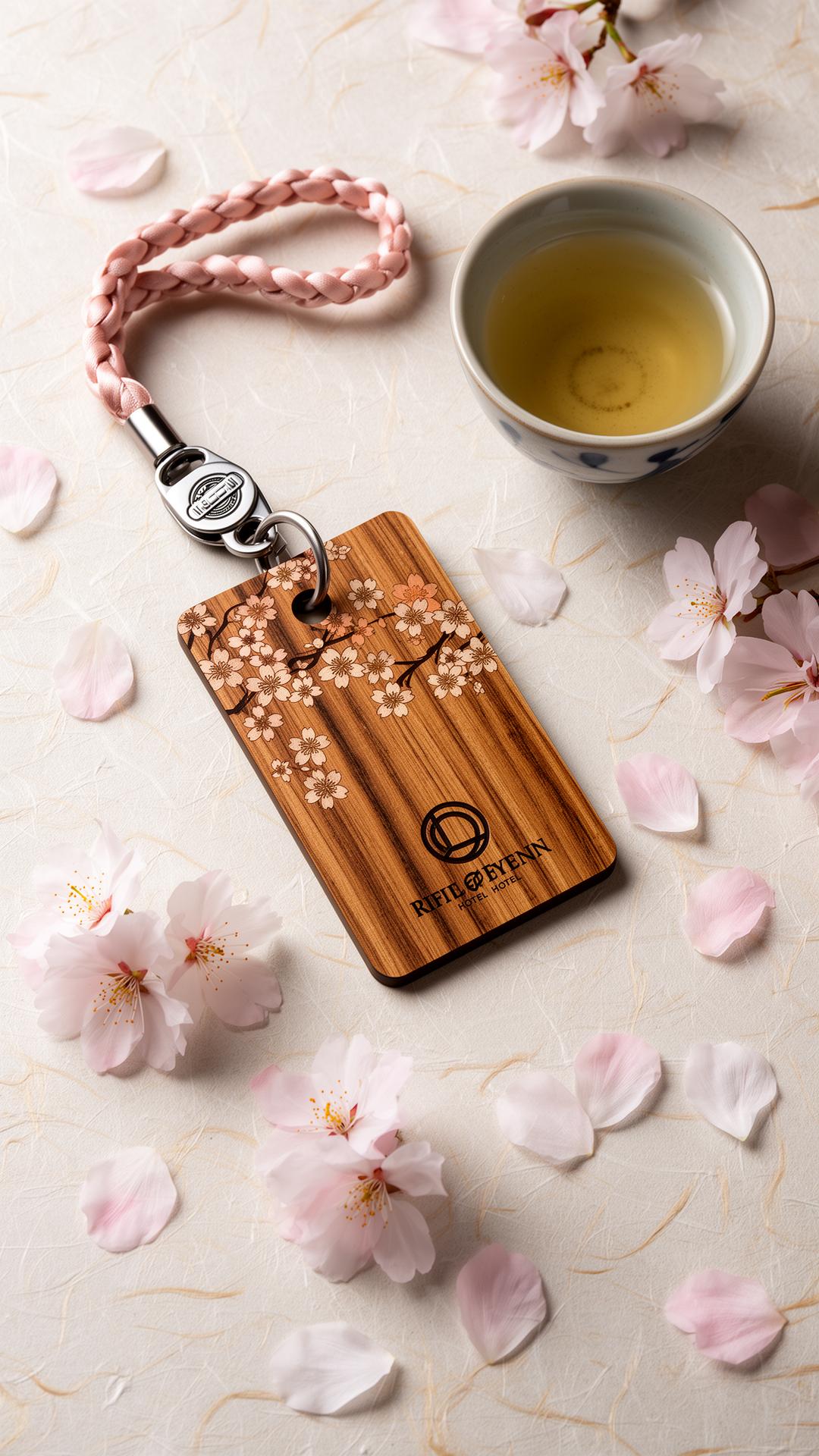 Kyoto koleksiyonu — KeySmart ahşap RFID kart ve bileklik kompozisyonu