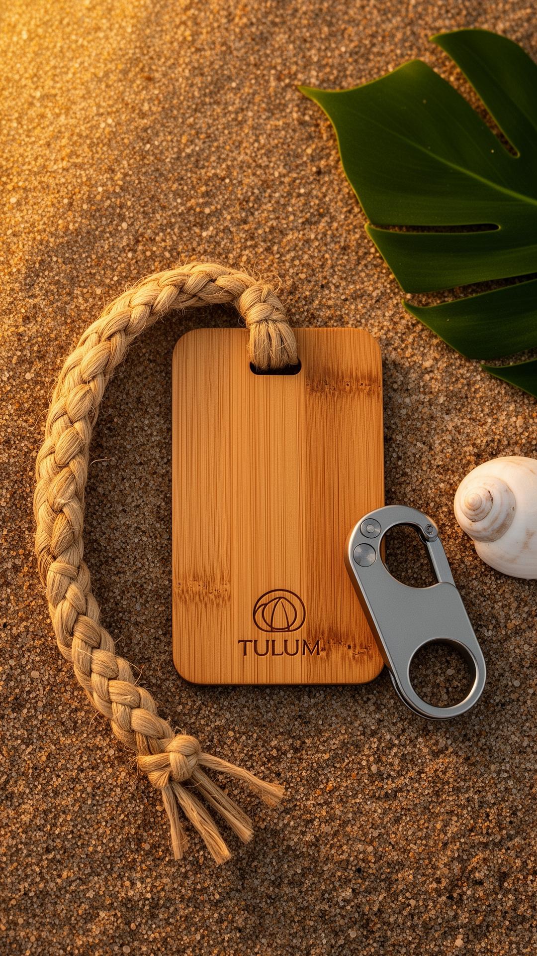 Tulum koleksiyonu — KeySmart ahşap RFID kart ve bileklik kompozisyonu