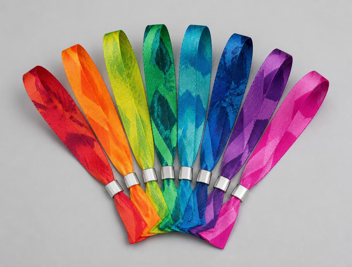 Woven fabric festival RFID wristbands with metal sliders Woven fabric festival RFID wristbands with metal sliders
