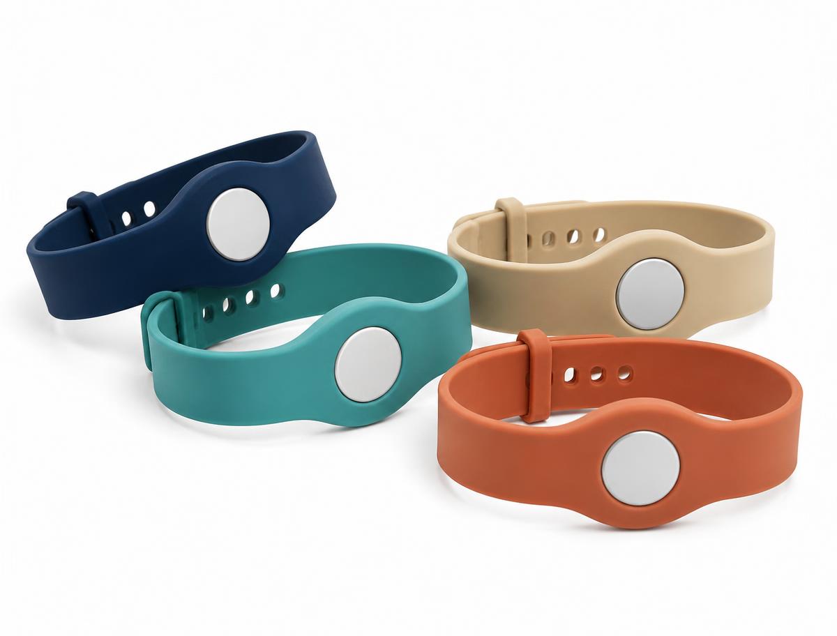 Set of coloured silicone RFID hotel wristbands Set of coloured silicone RFID hotel wristbands